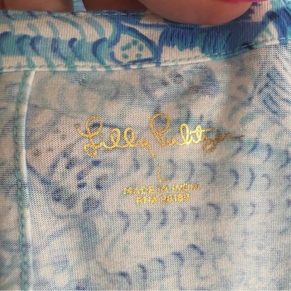 Lilly Pulitzer Easley Short Sleeve Dress Amalfi Blue By The Seashore size Large - Picture 7 of 8
